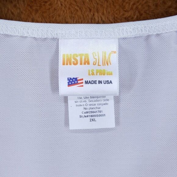 INSTA SLIM Shirt Mens 2XL White Compression Muscle Tank Power Mesh - Picture 3 of 9